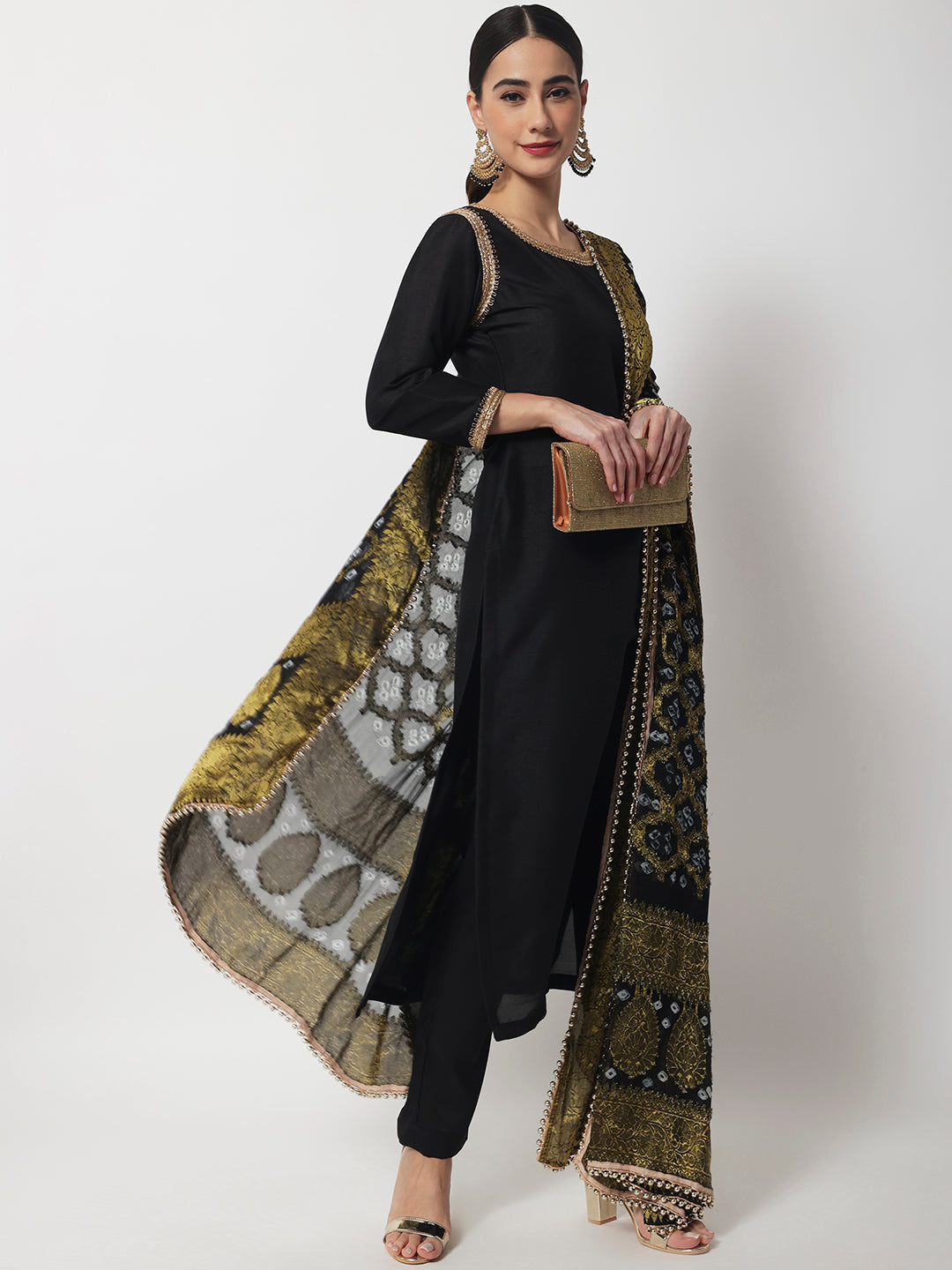 Banarasi Silk Woven Palazzo Pant Suit In Black Colour - SM5641636