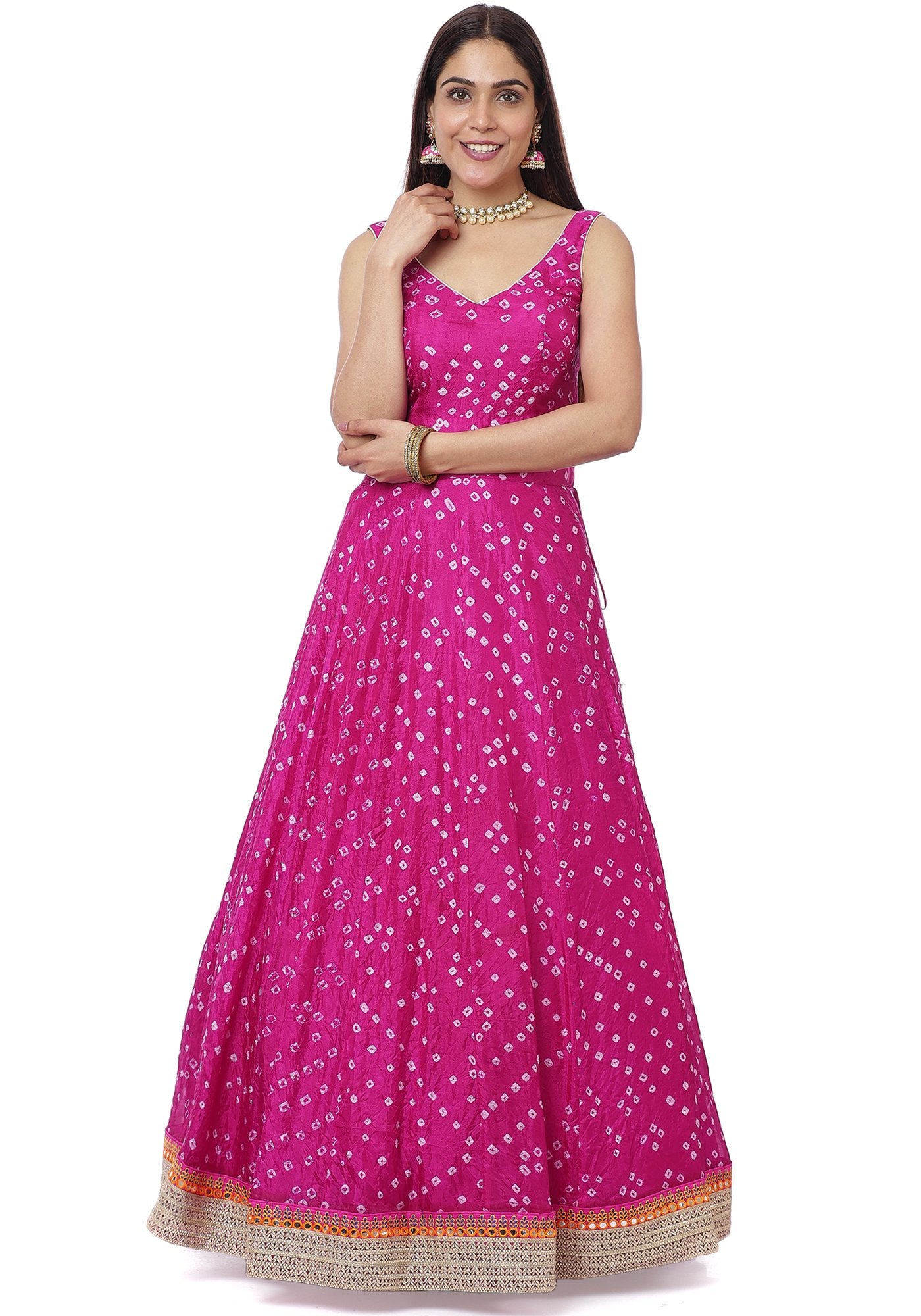 Pink Bandhani Lehenga Choli anokherang