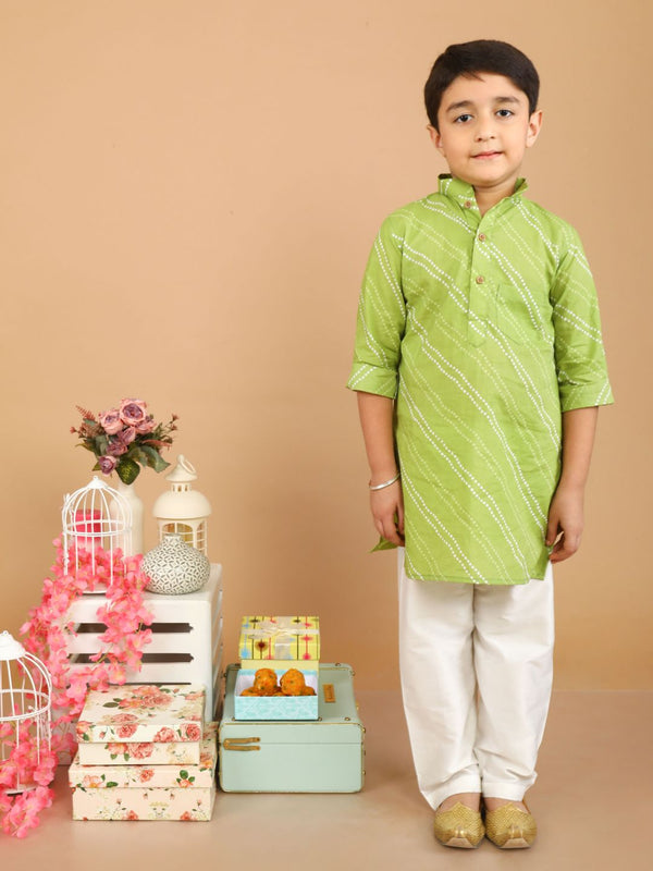 anokherang Boys Kurta Green Bandhani Kurta Pajama for Boys