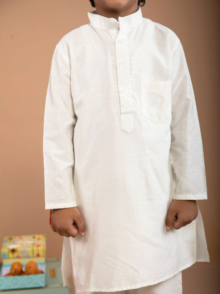 anokherang Boys Kurta Ivory Silk Kurta Pajama for Boys