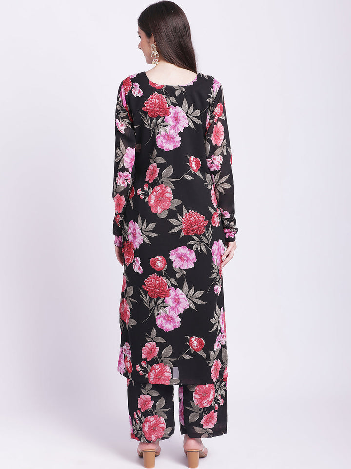 anokherang Combos Black Floral Straight Kurti