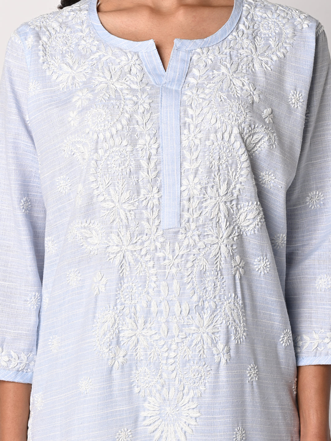 Soft Blue Chikankari Kurti – anokherang