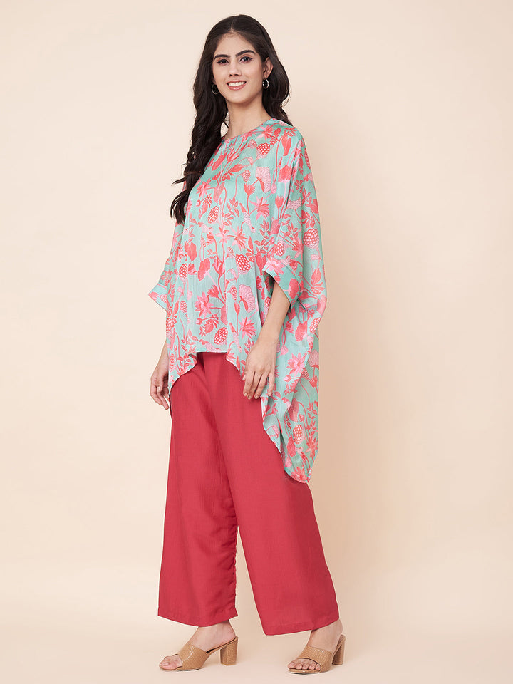 anokherang Combos Blue Lagoon Kaftan with Palazzos