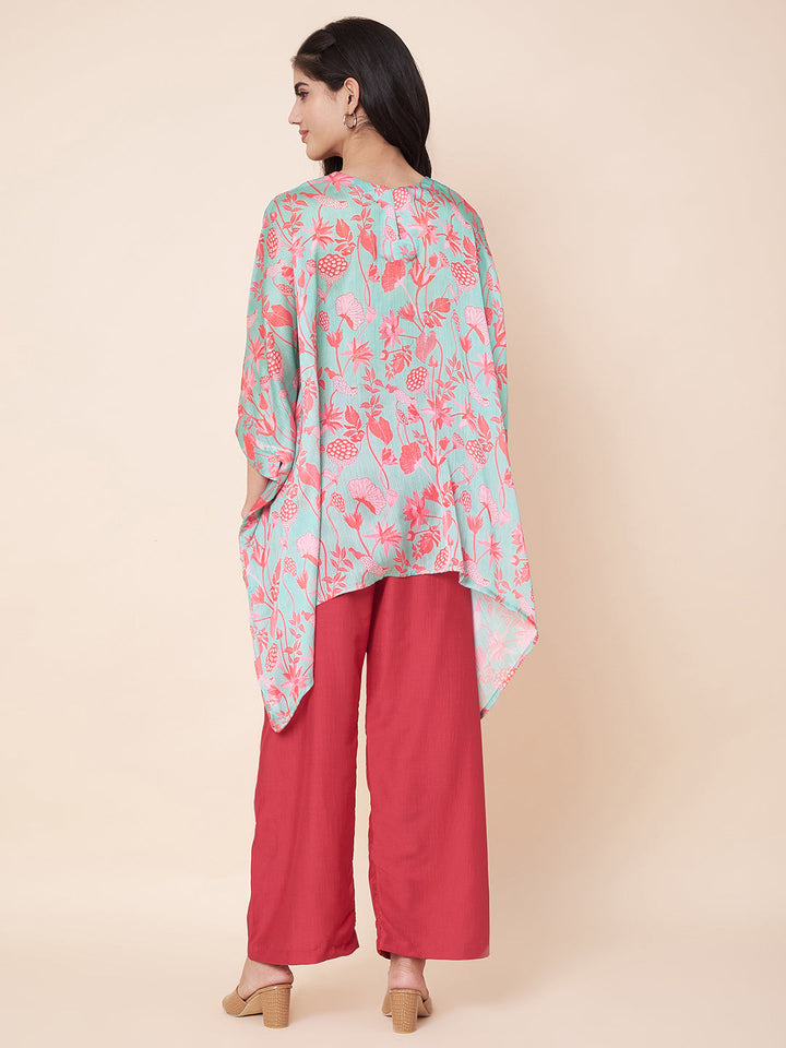 anokherang Combos Blue Lagoon Kaftan with Palazzos