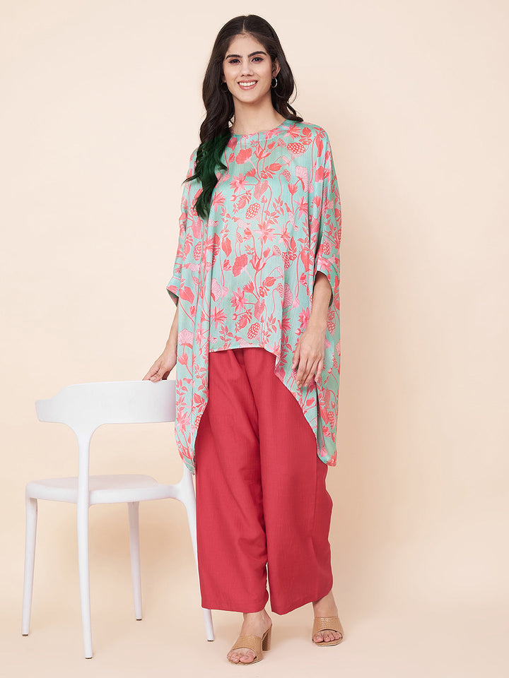 anokherang Combos Blue Lagoon Kaftan with Palazzos