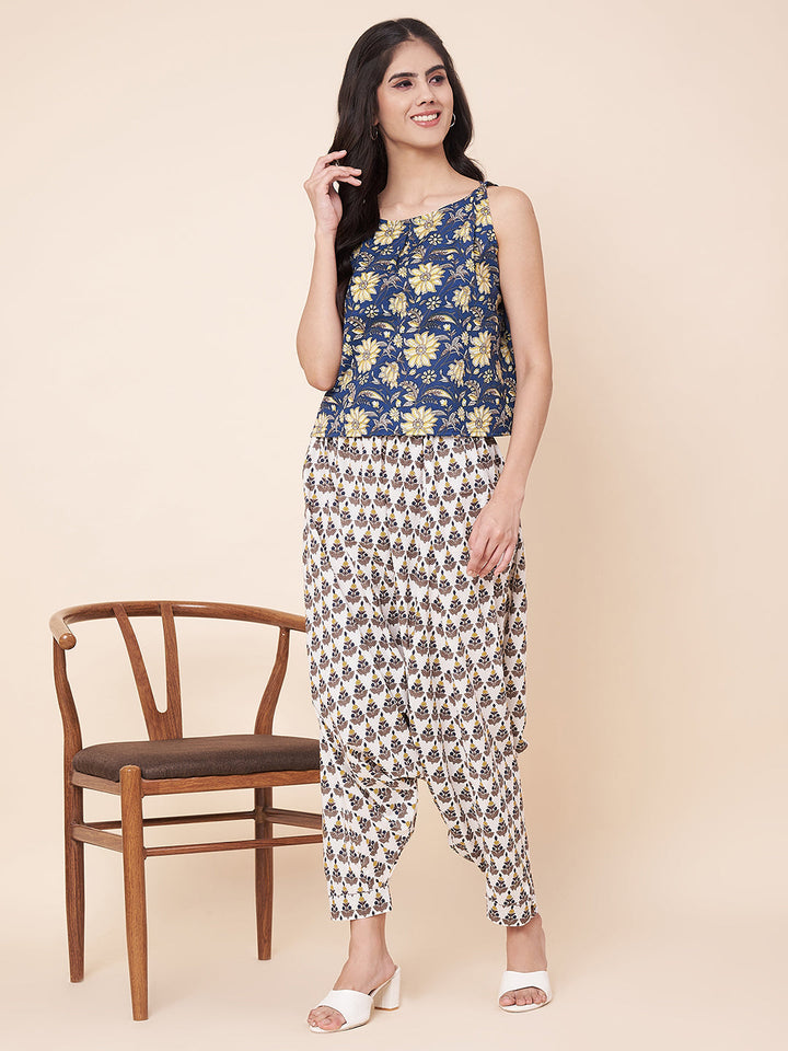 anokherang Combos Blue Printed Harem Pants