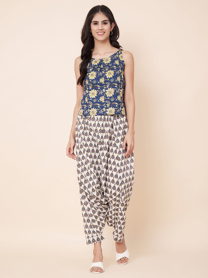 anokherang Combos Blue Printed Harem Pants