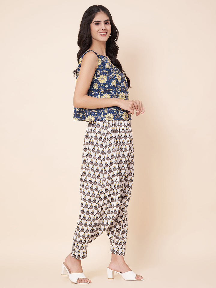 anokherang Combos Blue Printed Harem Pants