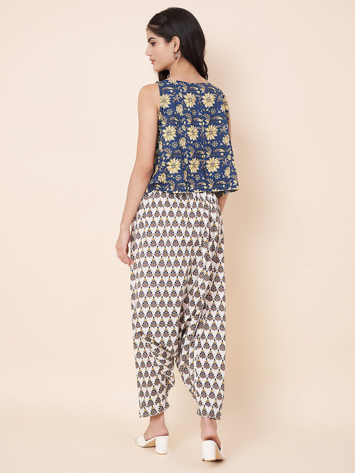 anokherang Combos Blue Printed Harem Pants