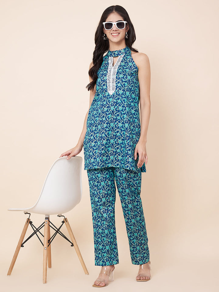 anokherang Combos Blue Printed Short Kurti