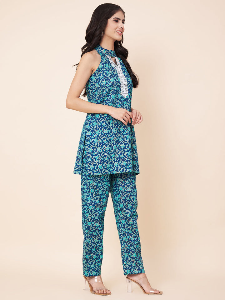 anokherang Combos Blue Printed Short Kurti