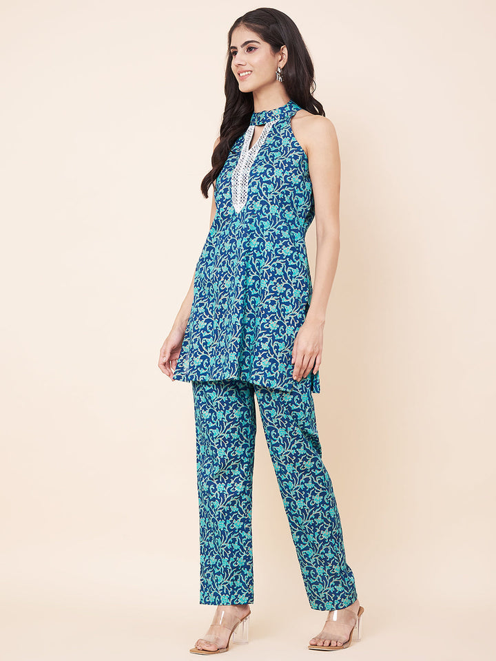 anokherang Combos Blue Printed Short Kurti