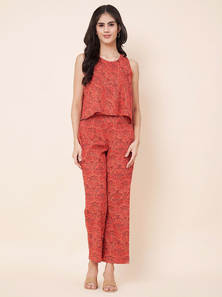 anokherang Combos Carmine Floral Co-ord Set