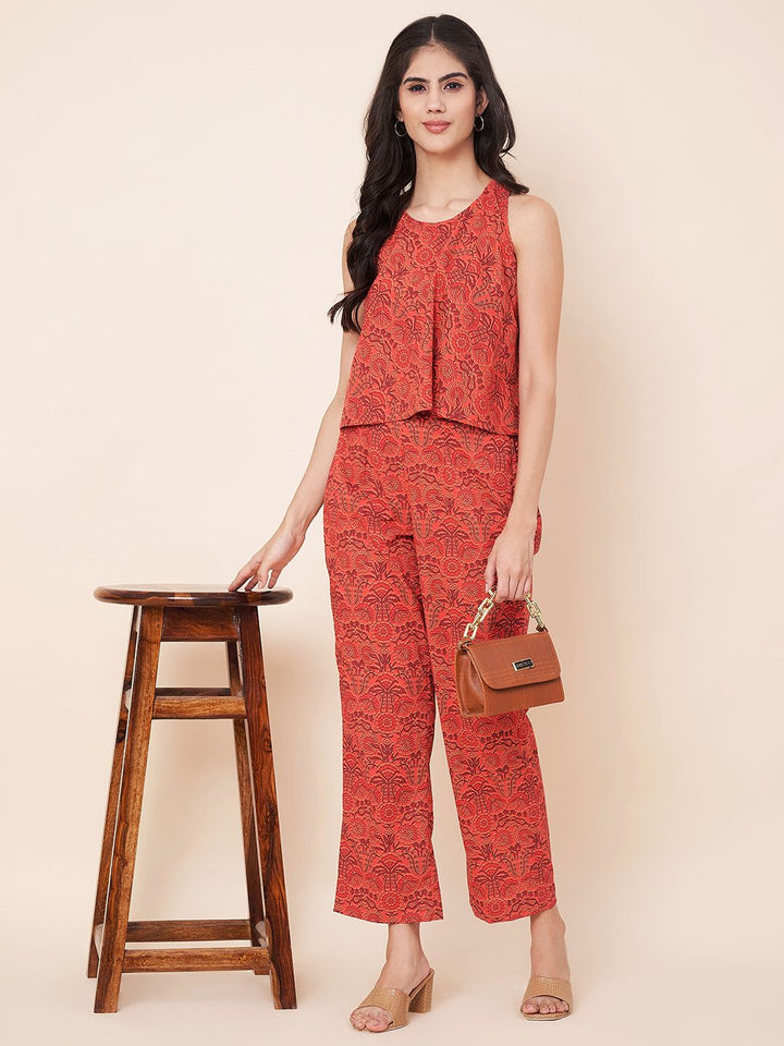 anokherang Combos Carmine Floral Co-ord Set