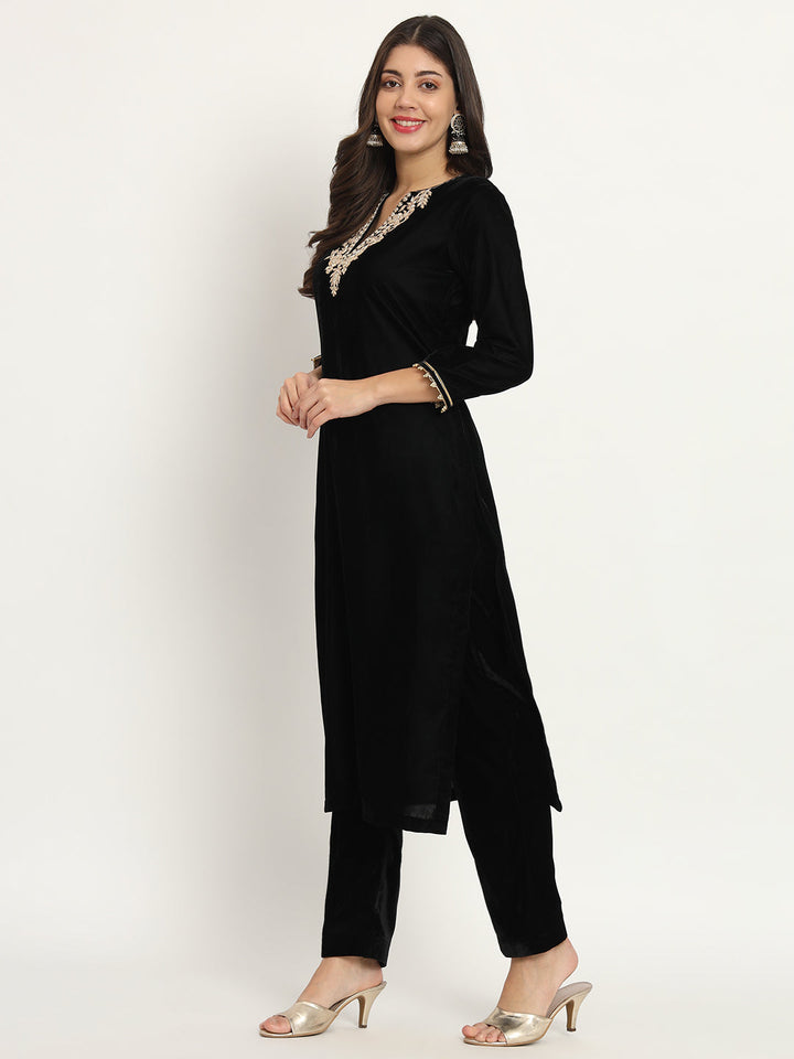 anokherang Combos Copy of Noor Black Velvet Kurti with Pants