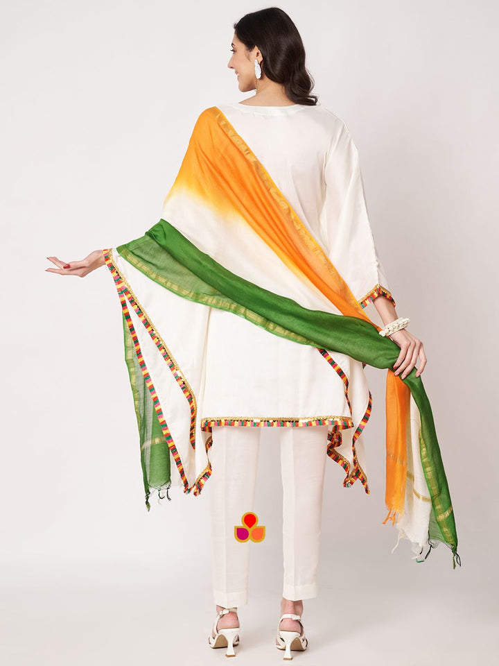 anokherang Combos Freedom Kaftan Kurti with Pants and TriColor Dupatta