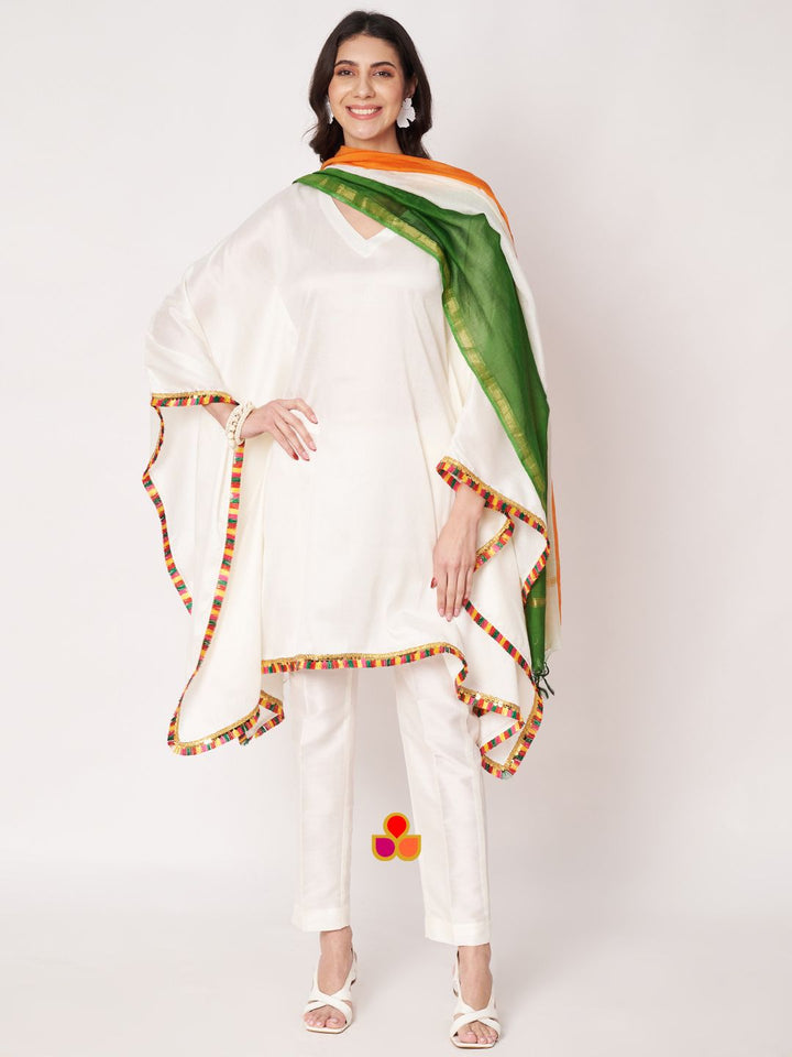 anokherang Combos Freedom Kaftan Kurti with Pants and TriColor Dupatta