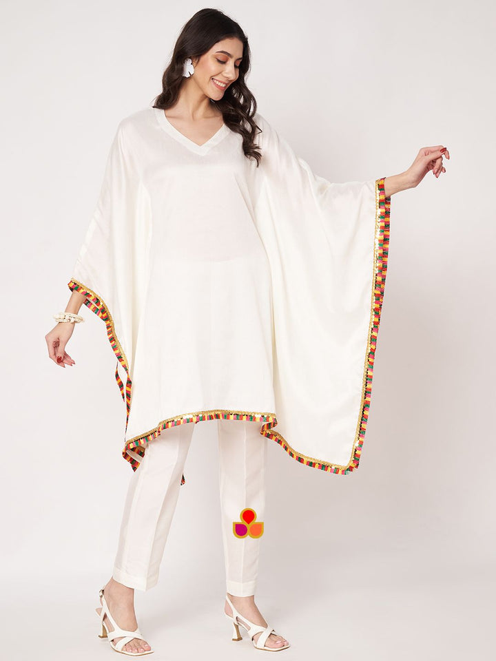 anokherang Combos Freedom Kaftan Kurti with Pants and TriColor Dupatta