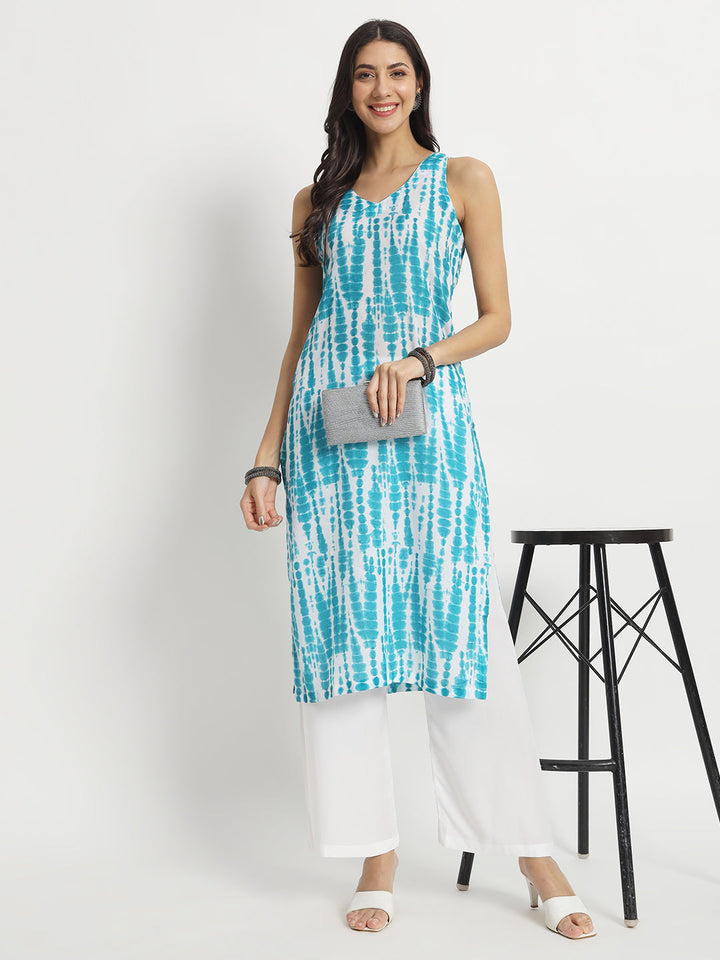 anokherang Combos Icy Waves V-Neck Cotton Kurti