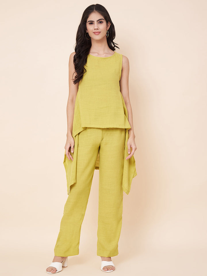 anokherang Combos Lime green  linen Top with linen  palazzo