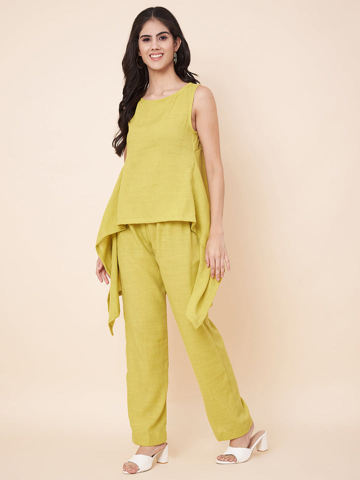 anokherang Combos Lime green  linen Top with linen  palazzo