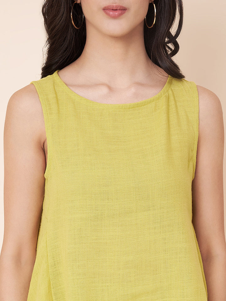 anokherang Combos Lime green  linen Top with linen  palazzo