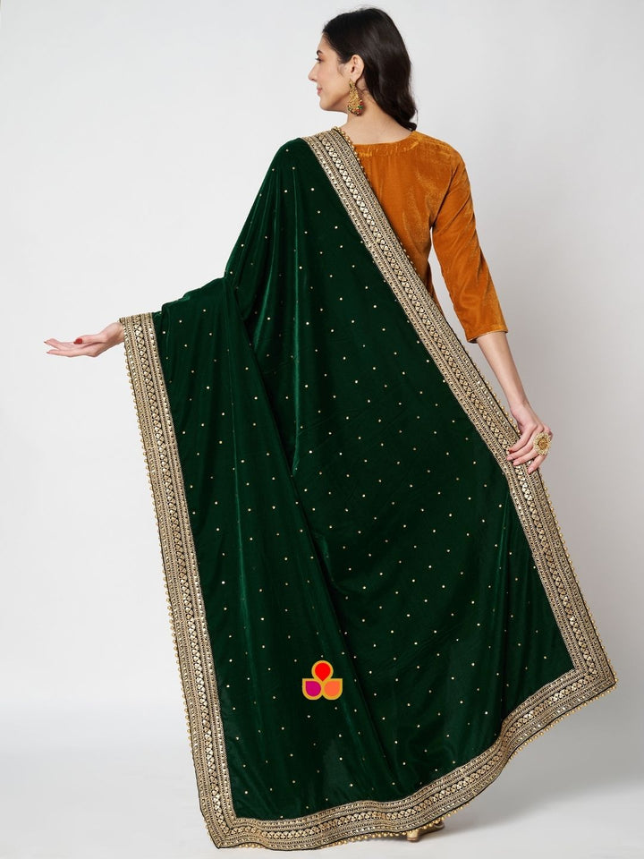 anokherang Combos Marvelous Mustard Velvet Straight Kurti with Pants and Green Velvet Dupatta