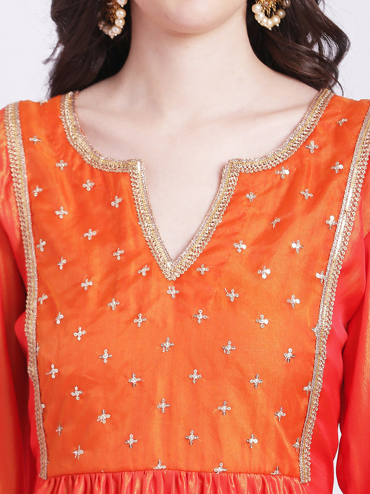 anokherang Combos Orange Punch A-Line Kurti