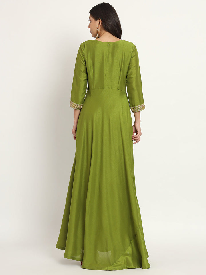 anokherang Combos Pakeeza Green Silk Floorlength