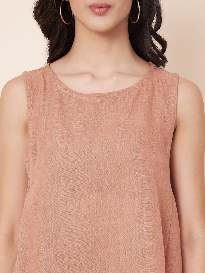 anokherang Combos Peach linen Top with linen  palazzo