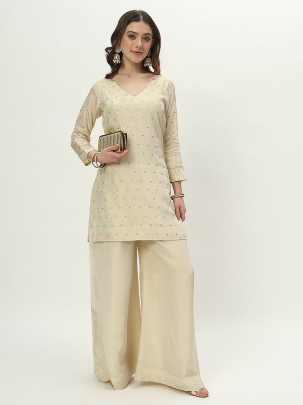 anokherang Combos Pearl Essence Kurti with Flared Palazzo