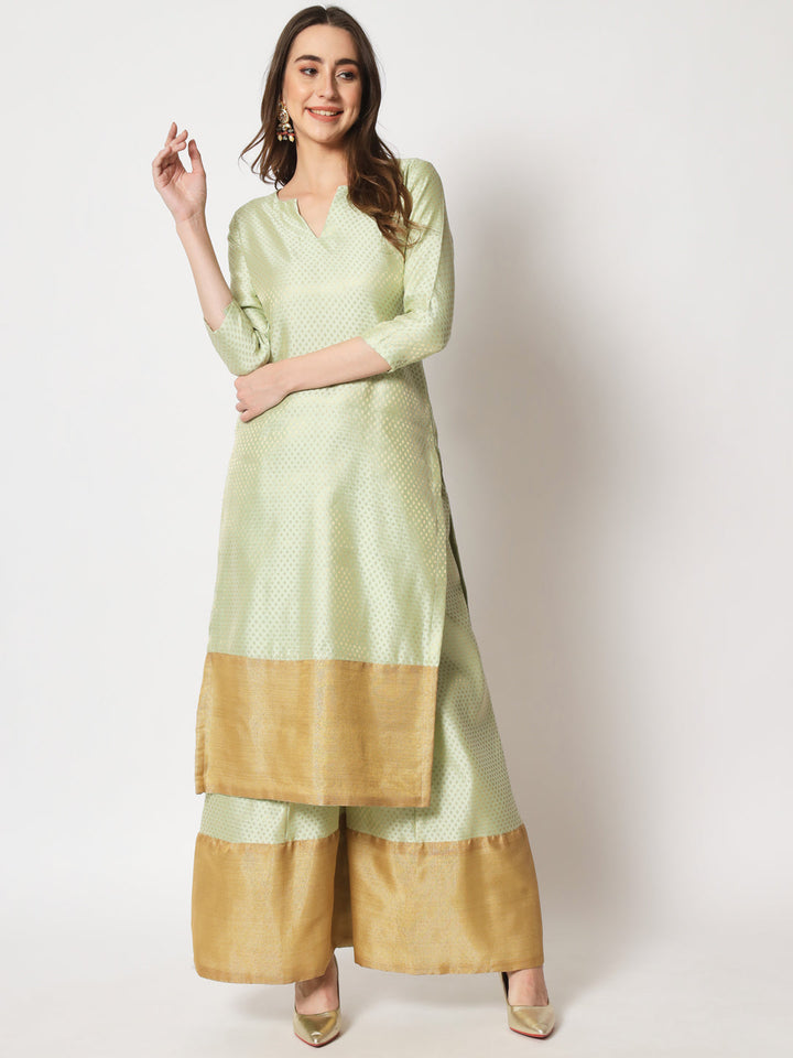 anokherang Combos Pista Royal Brocade Straight Kurti