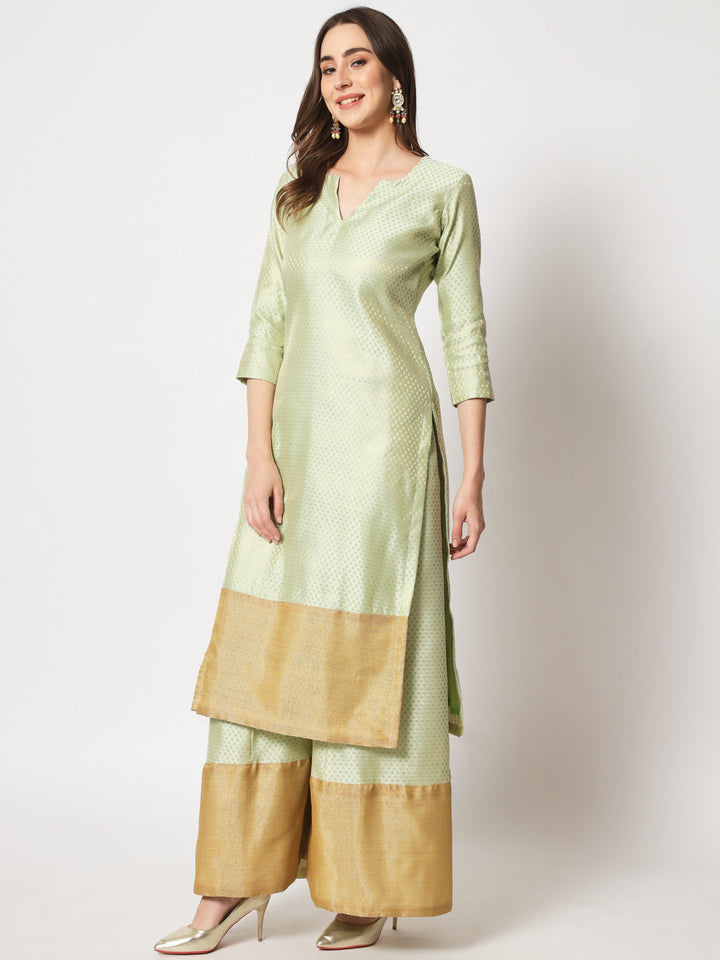 anokherang Combos Pista Royal Brocade Straight Kurti with Palazzo