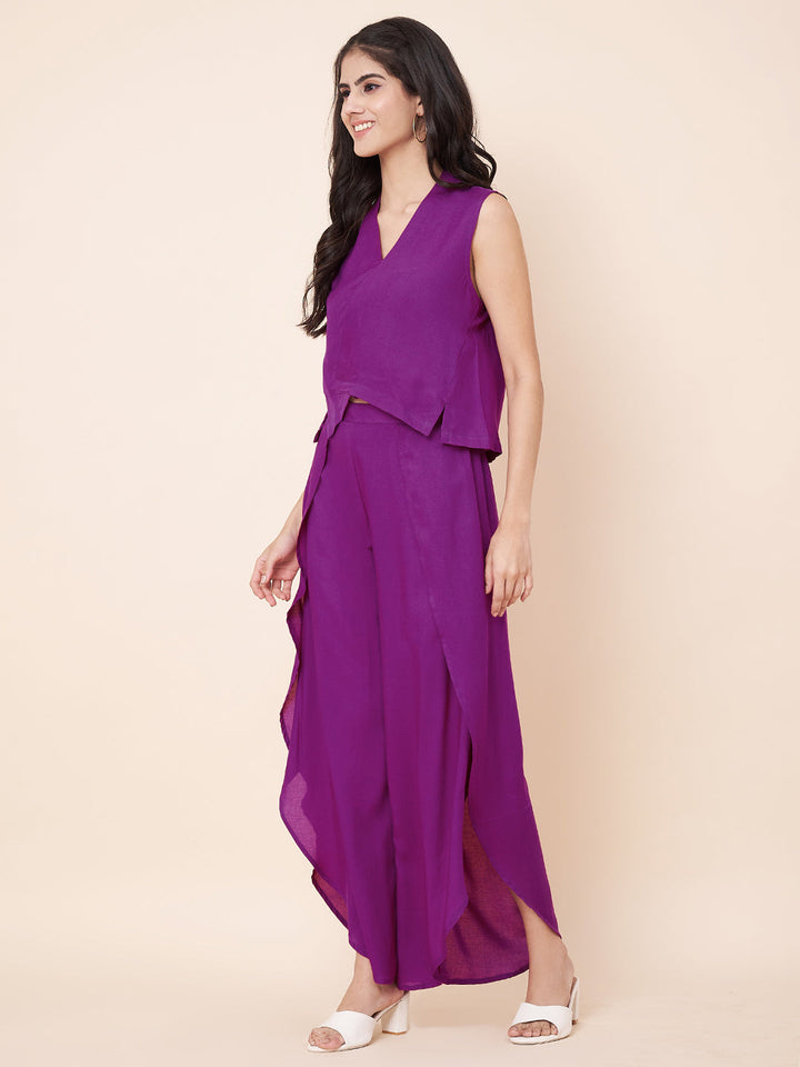 anokherang Combos Purple Paradise Wrap Palazzo