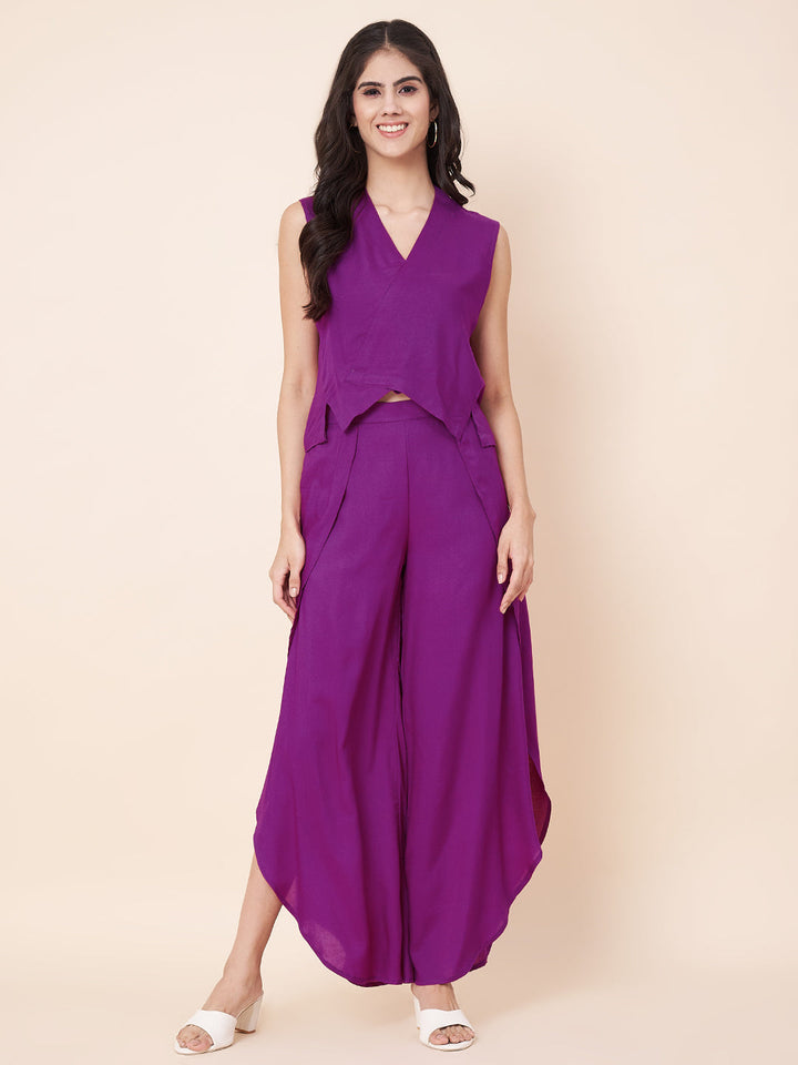 anokherang Combos Purple Paradise Wrap Palazzo