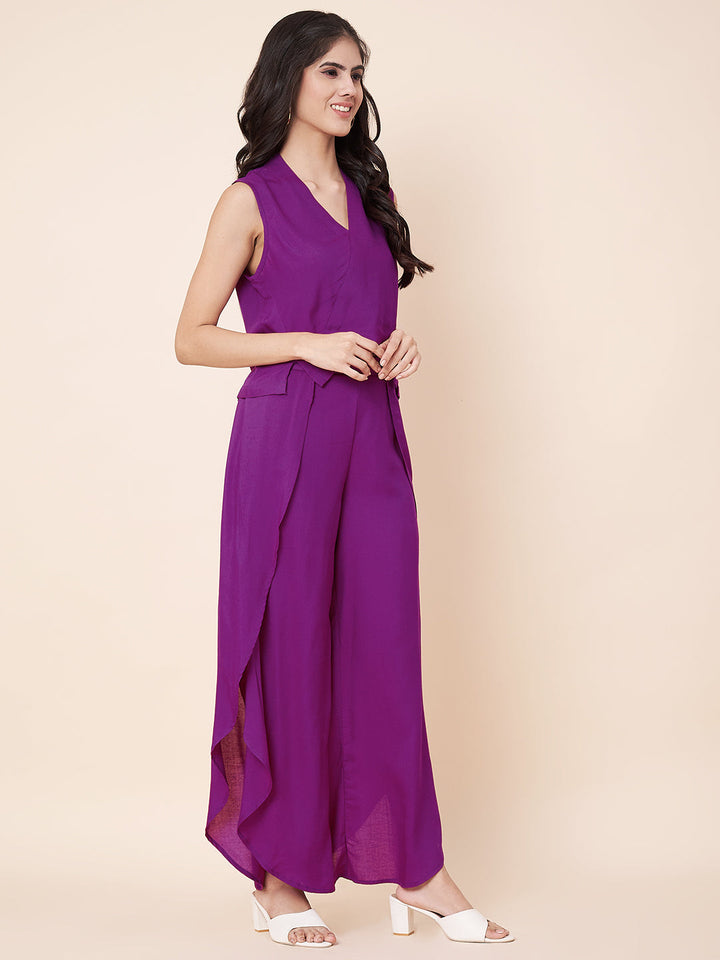 anokherang Combos Purple Paradise Wrap Palazzo