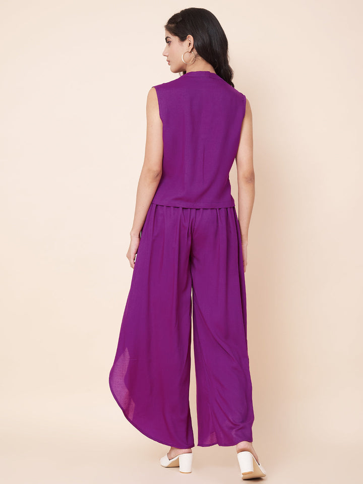 anokherang Combos Purple Paradise Wrap Palazzo