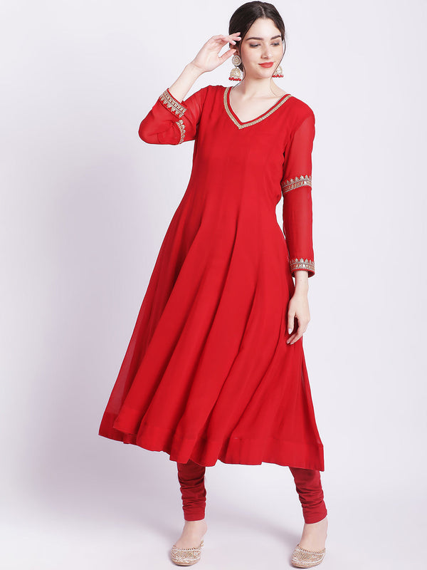 anokherang Combos Ruby Woo Georgette Border Anarkali