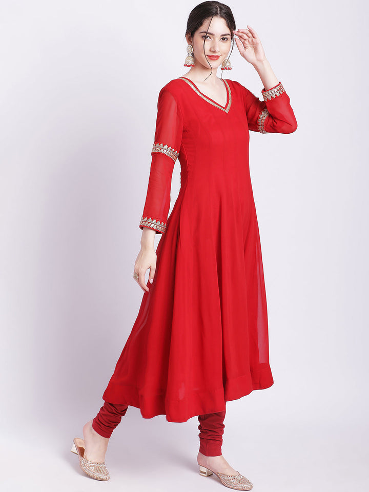 anokherang Combos Ruby Woo Georgette Border Anarkali