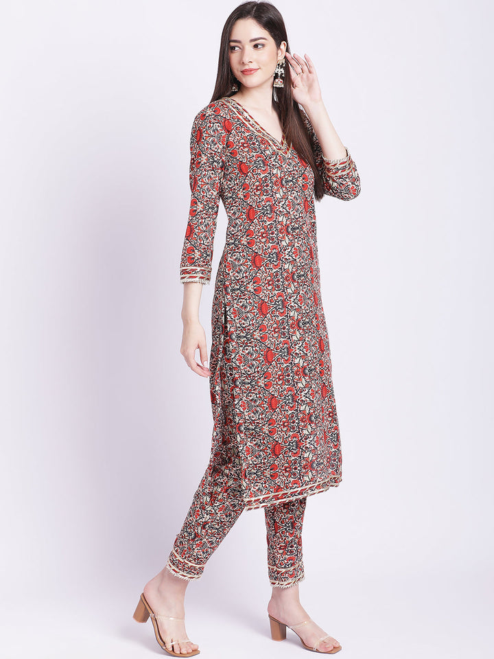 anokherang Combos Rust Maroon Printed Kurti