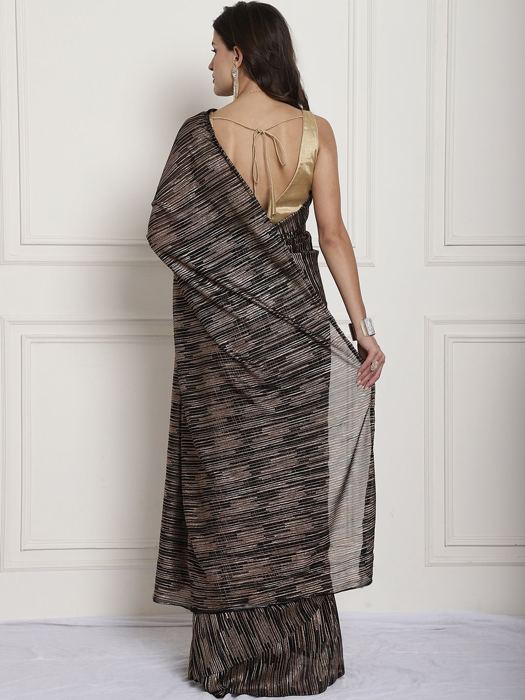 Festive, Reception Black and Grey color Art Silk, Silk fabric Readymade  Saree : 1853576