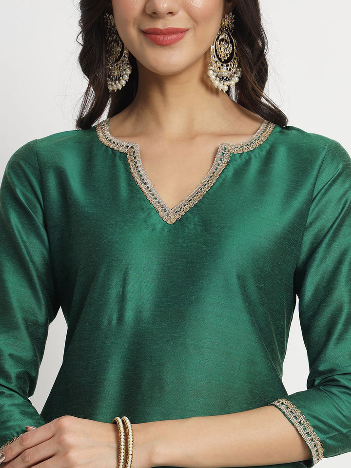 anokherang Combos Silken Shade of Green Kurti with Salwar