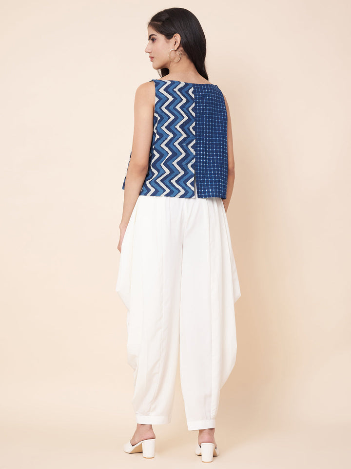 anokherang Combos Skyline Blue Top with Off-White Shar Pants