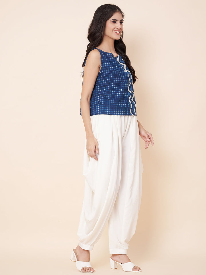 anokherang Combos Skyline Blue Top with Off-White Shar Pants