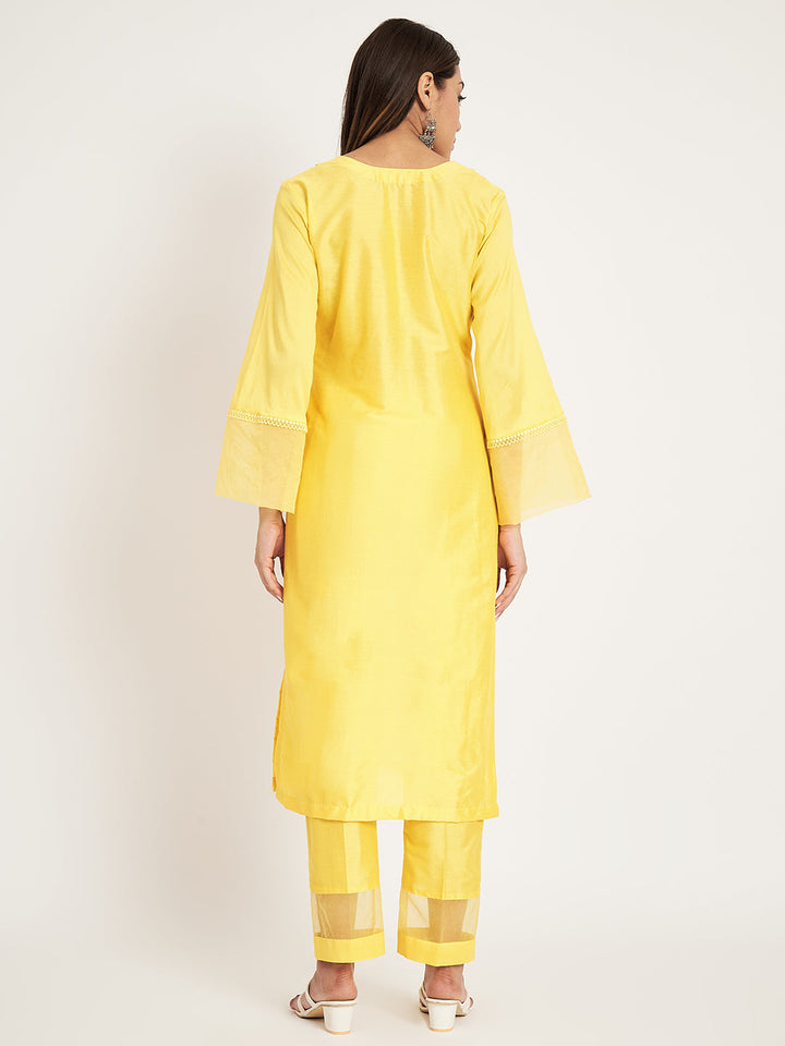 anokherang Combos Sweet Lemon  Straight Kurti with Straight Pants