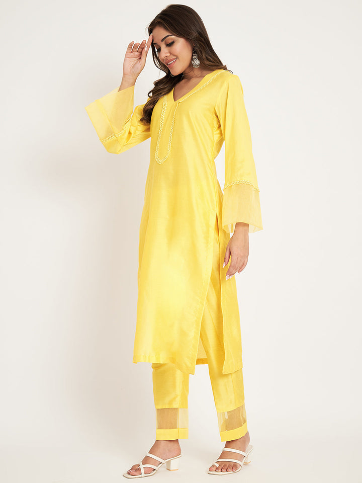 anokherang Combos Sweet Lemon  Straight Kurti with Straight Pants