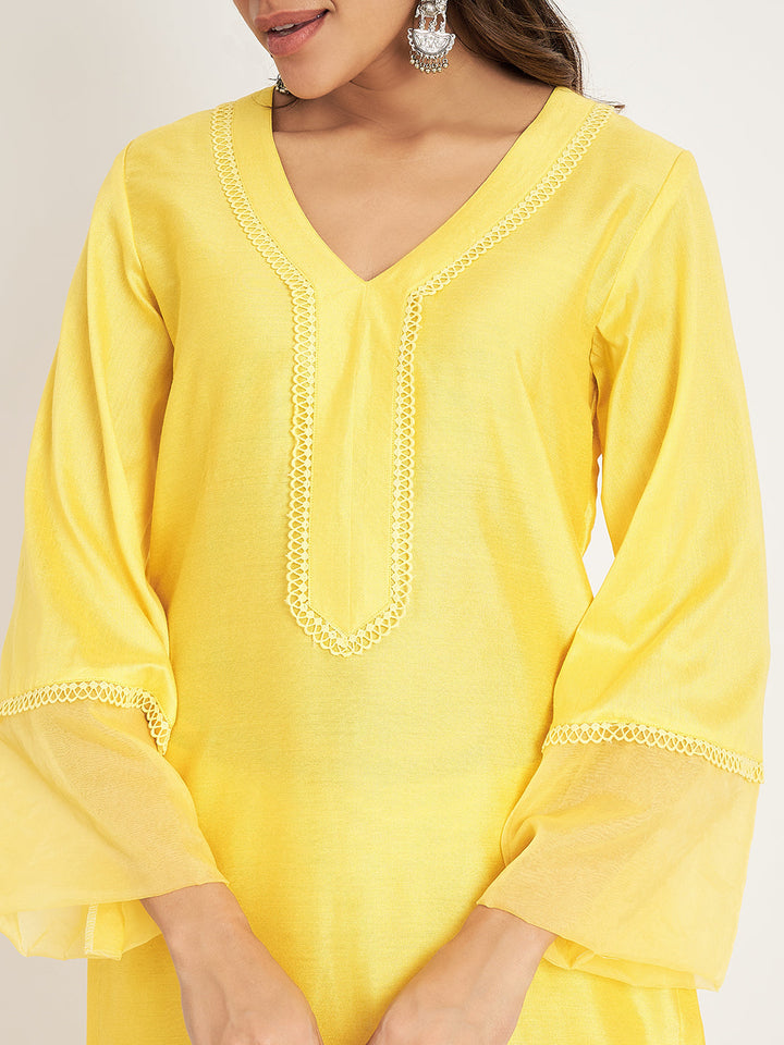 anokherang Combos Sweet Lemon  Straight Kurti with Straight Pants