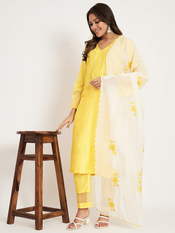 anokherang Combos Sweet Lemon  Straight Kurti with Straight Pants and dupatta