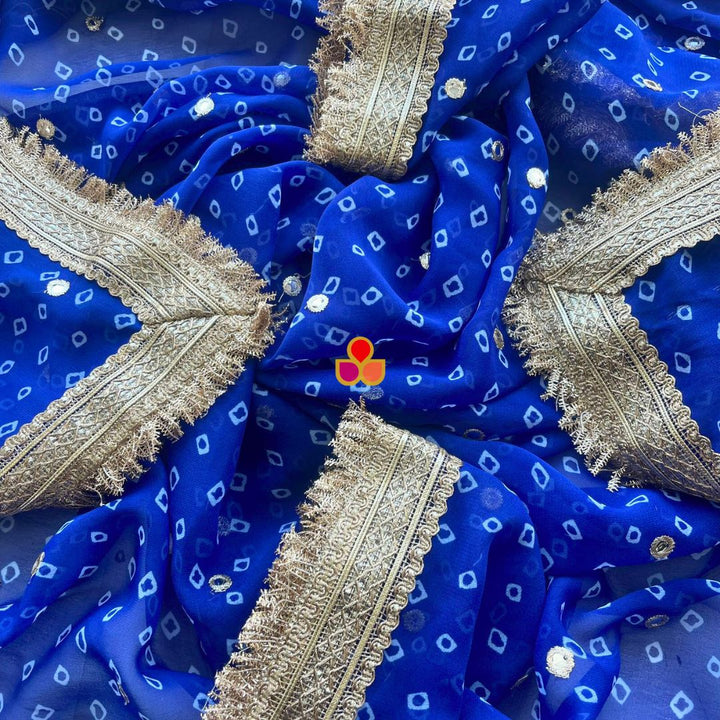 anokherang Dupattas Blue Georgette Bandhani Dupatta