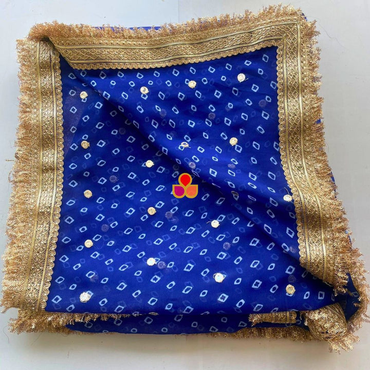 anokherang Dupattas Blue Georgette Bandhani Dupatta